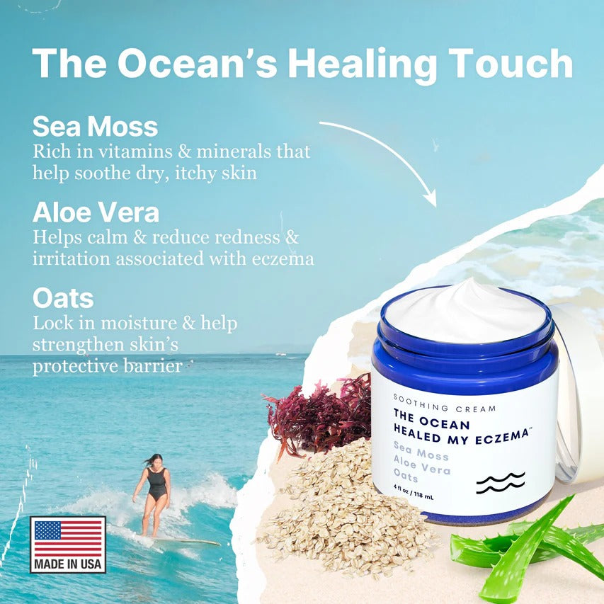 Natural Soothing Cream - Sea Moss Colloidal Oats - for Eczema Psoriasis Prone Skin - Minerals from The Sea - for Sensitive Skin - Hydrating Eczema Cream for Dry Skin (4 Oz)